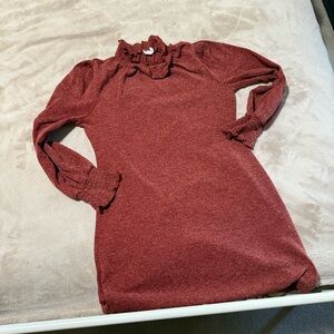 Elegant Rustic Orange Long-Sleeve Dress